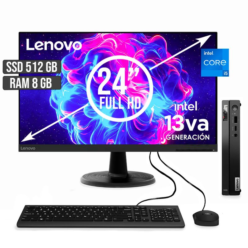LENOVO - COMPUTADOR LENOVO THINKCENTRE TINY INTEL CORE I5-13420H SSD 512GB RAM 8GB LED24