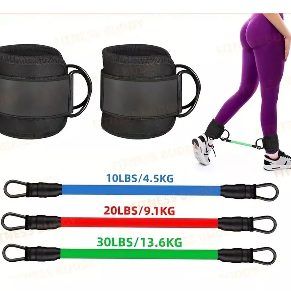 GENERICO - Bandas  Elasticas Resistencia para Tobillo Gluteos Pierna