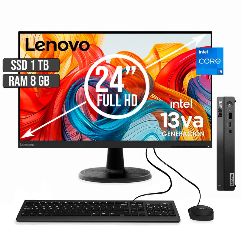 LENOVO - COMPUTADOR LENOVO THINKCENTRE TINY INTEL CORE I5-13420H SSD 1TB RAM 8GB LED24