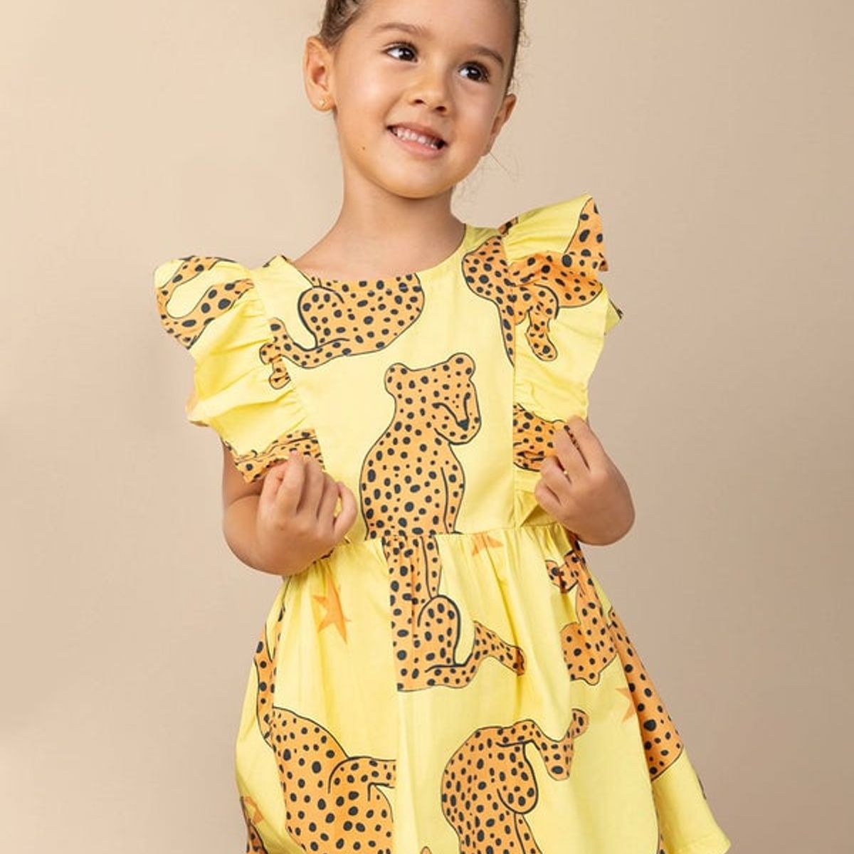 DOSOJOS - Vestido estampado para niñas en algodón - Leopardos