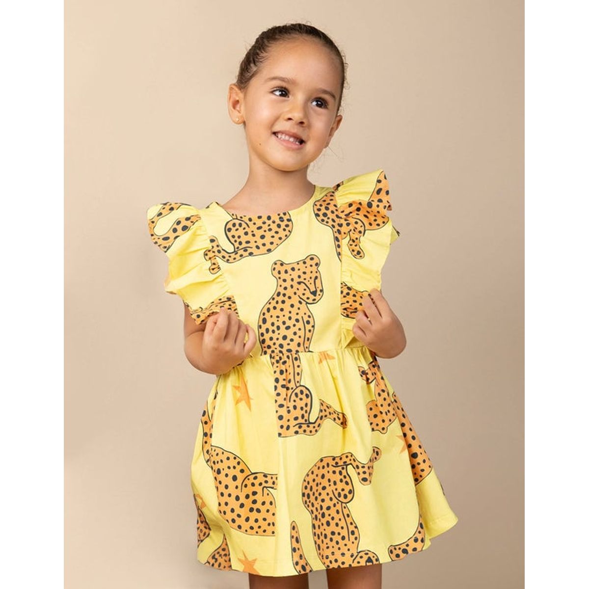 DOSOJOS - Vestido estampado para niñas en algodón - Leopardos