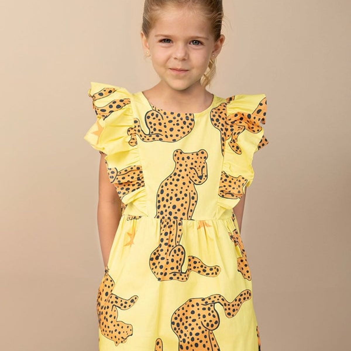 DOSOJOS - Vestido estampado para niñas en algodón - Leopardos