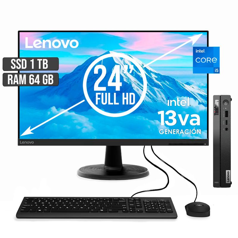 LENOVO - COMPUTADOR LENOVO THINKCENTRE TINY INTEL CORE I5-13420H SSD 1TB RAM 64GB LED24