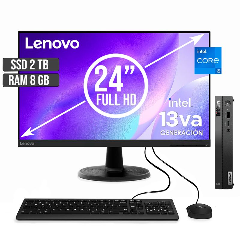 LENOVO - COMPUTADOR LENOVO THINKCENTRE TINY INTEL CORE I5-13420H SSD 2TB RAM 8GB LED24