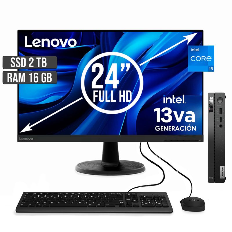 LENOVO - COMPUTADOR LENOVO THINKCENTRE TINY INTEL CORE I5-13420H SSD 2TB RAM 16GB LED24