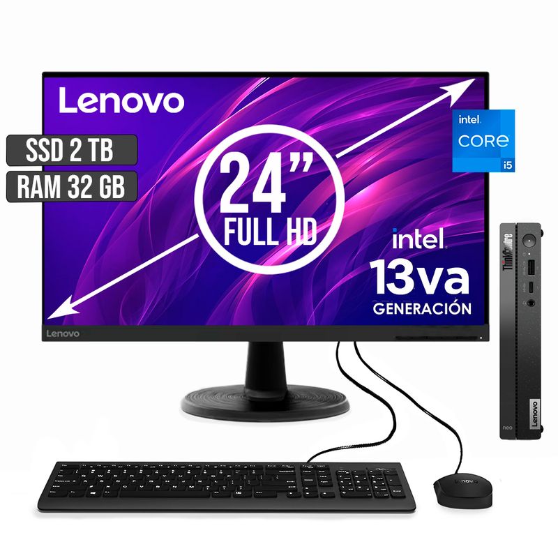 LENOVO - COMPUTADOR LENOVO THINKCENTRE TINY INTEL CORE I5-13420H SSD 2TB RAM 32GB LED24