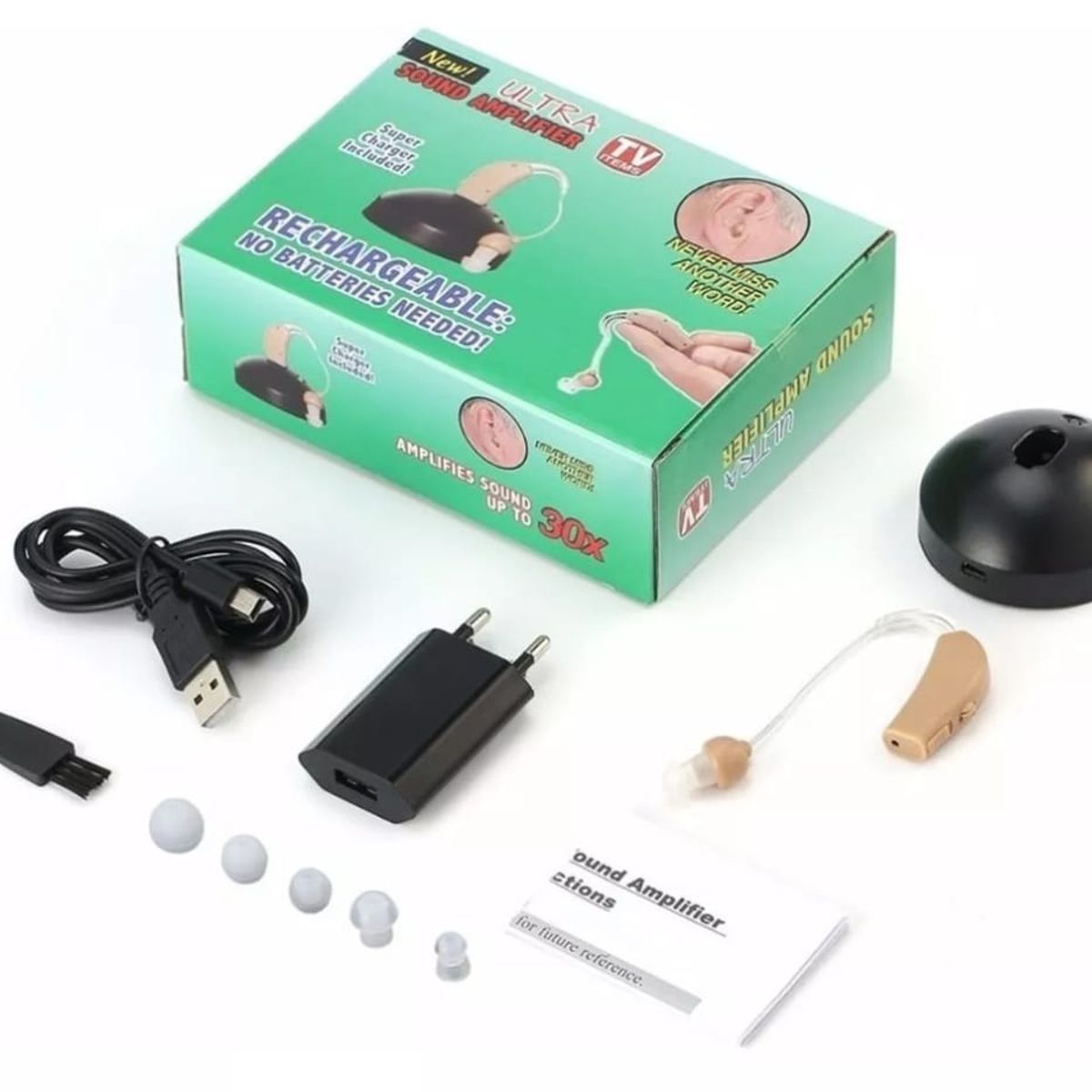 GENERICO - Audífono para sordera Amplificador de Sonido Recargable