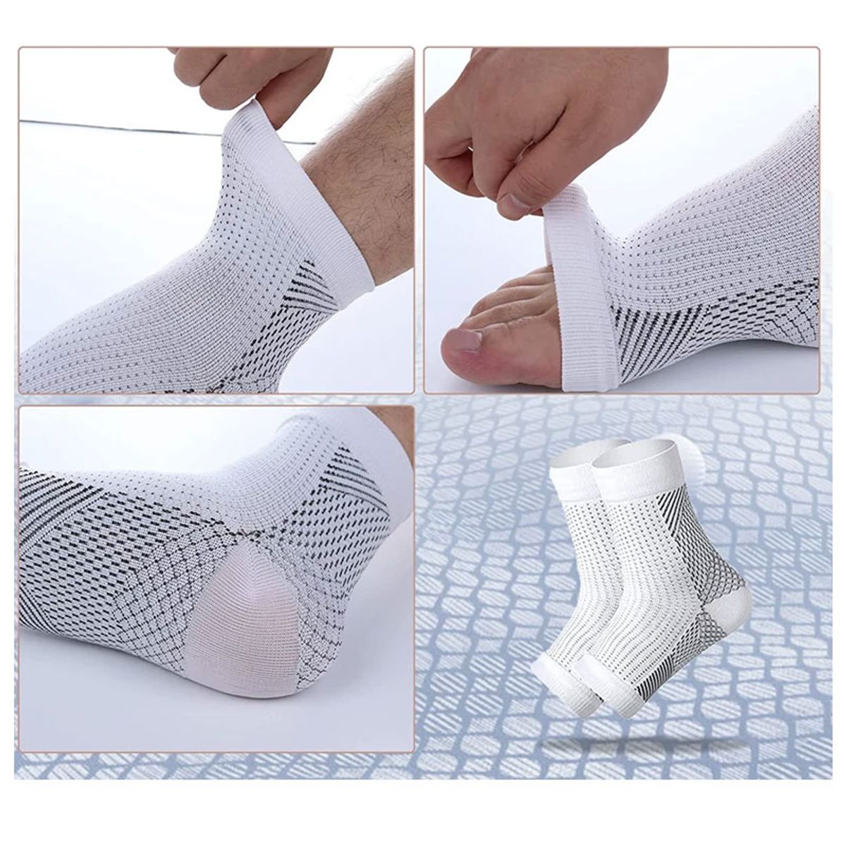 GENERICO - Medias de Compresión para Fascitis Plantar - Blanco L-XL