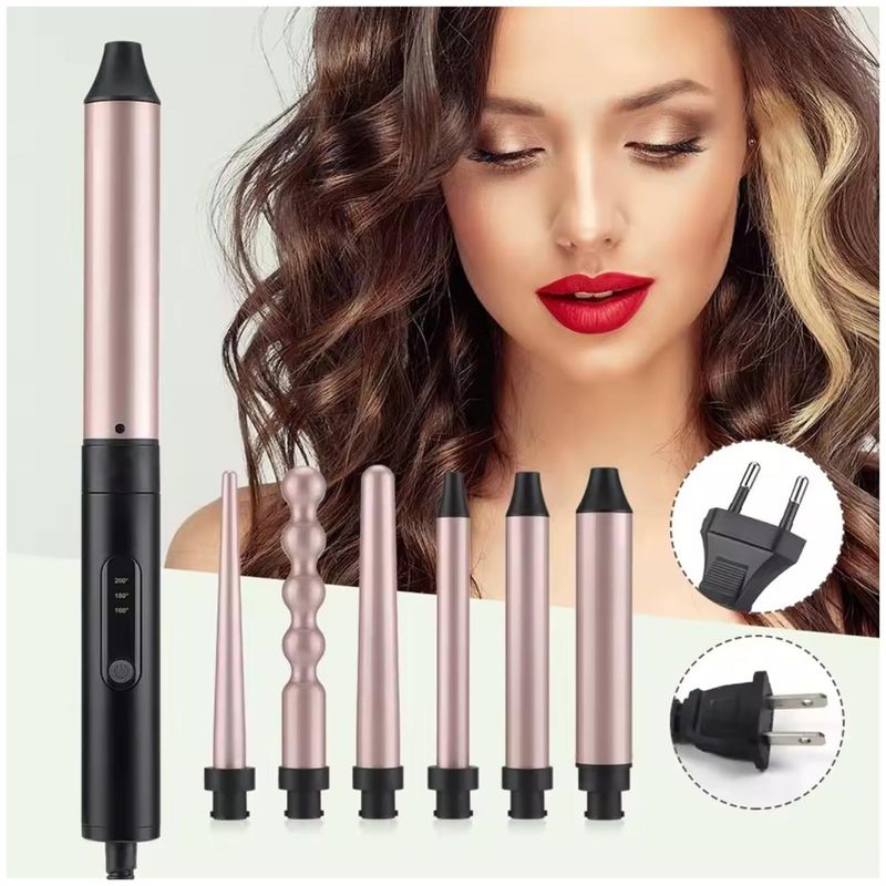 AMERICAN GENERICS - Pinza Rizador 6 En 1 Para Cabello Profesional Beautiful Curl