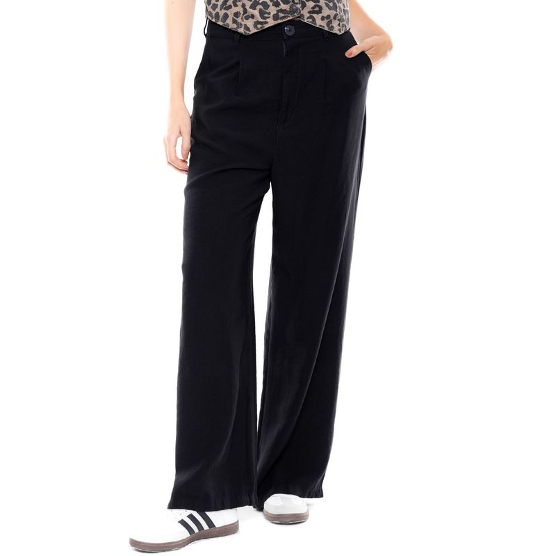 COLOR BLUE - Pantalón Wide Leg Unicolor