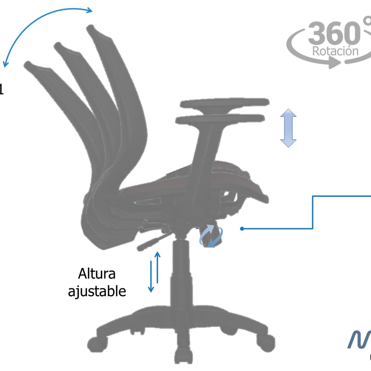 GENERICO - Silla Escritorio Holanda Malla Negra Brazos Graduables - Mobili shop