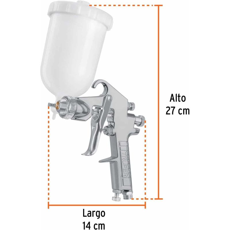 GENERICO - Pistola pPintar Gravedad LVMP Vaso plástico 14 mm Truper