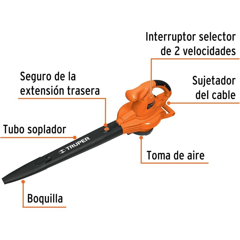 GENERICO - Sopladora/Aspiradora eléctrica 1, 440W con bolsa recolectora Truper