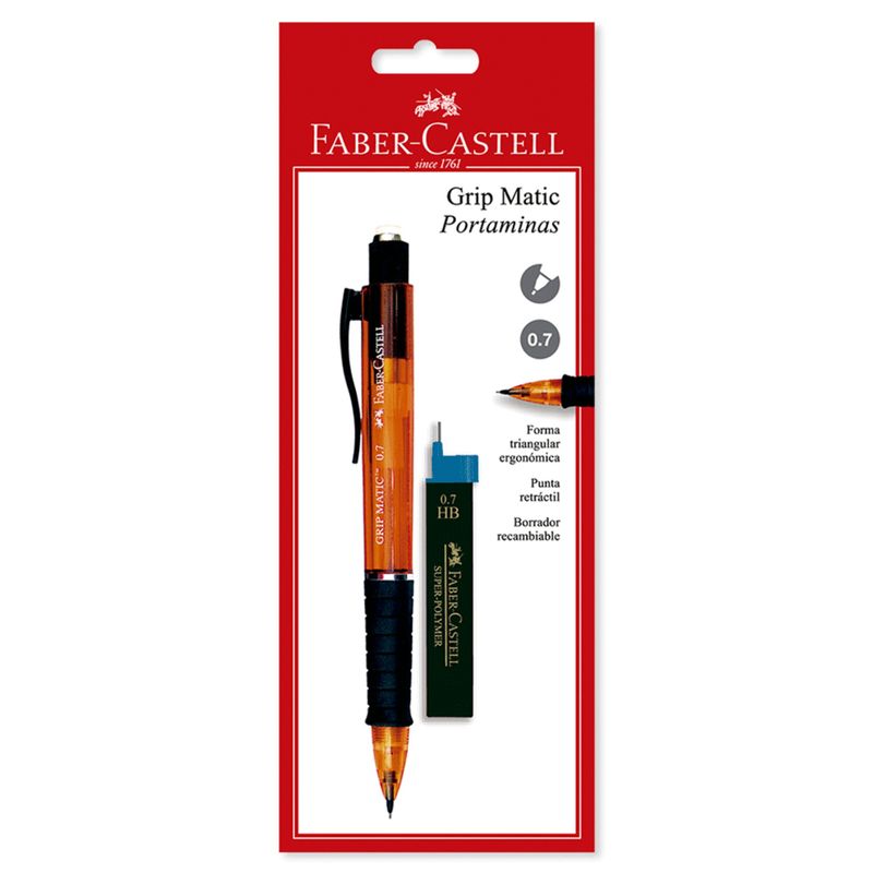 FABER-CASTELL - Portaminas 0.7 Grip Matic + Minas Blister Faber Castell