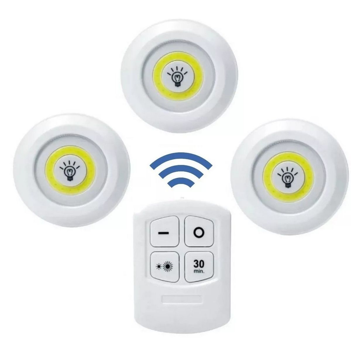 GENERICO - Juego Bombilla X3 Luces Led Inalámbrica Con Control De Mando