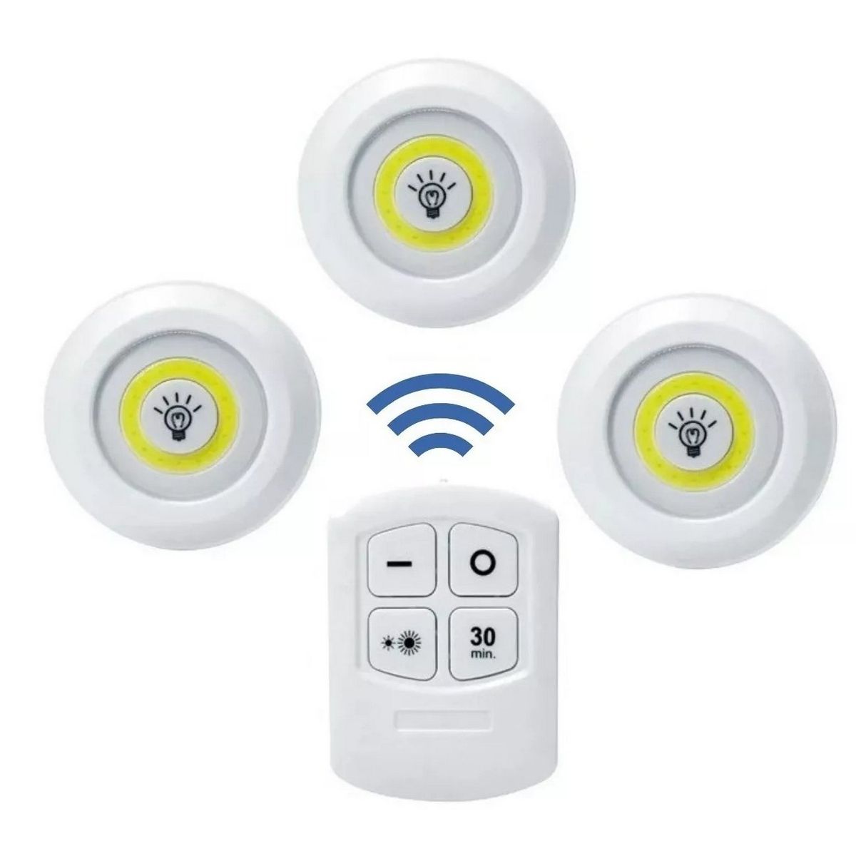 GENERICO - Juego Bombilla X3 Luces Led Inalámbrica Con Control De Mando