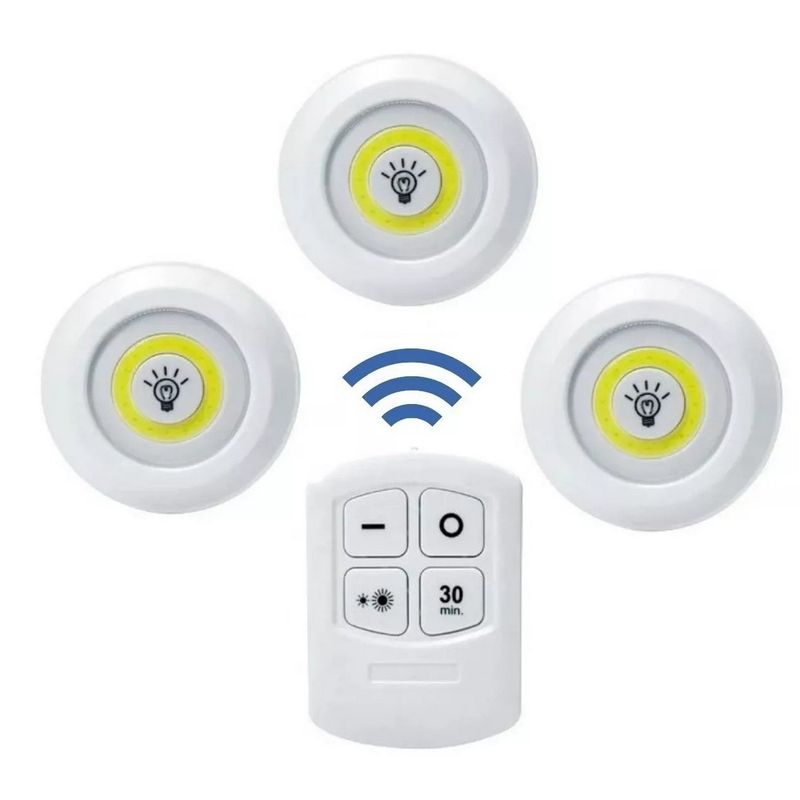 GENERICO - Juego Bombilla X3 Luces Led Inalámbrica Con Control De Mando