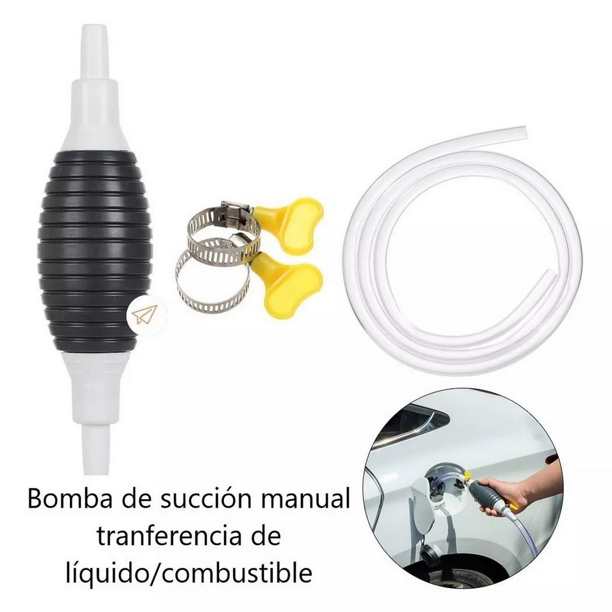 GENERICO - Bomba Manual Manguera Succión Combustible Portatil Gasolina