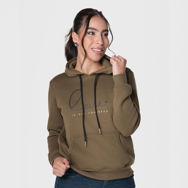 LEC LEE - Buzo con capota para mujer - Verde Militar