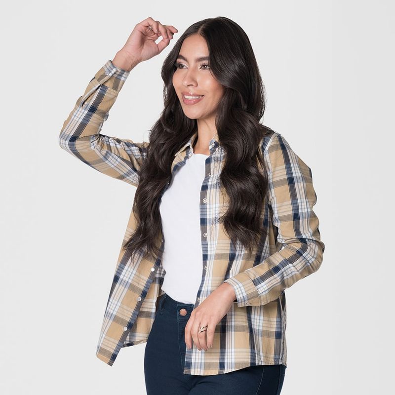 LEC LEE - Blusa a Le?adora para mujer - Beige