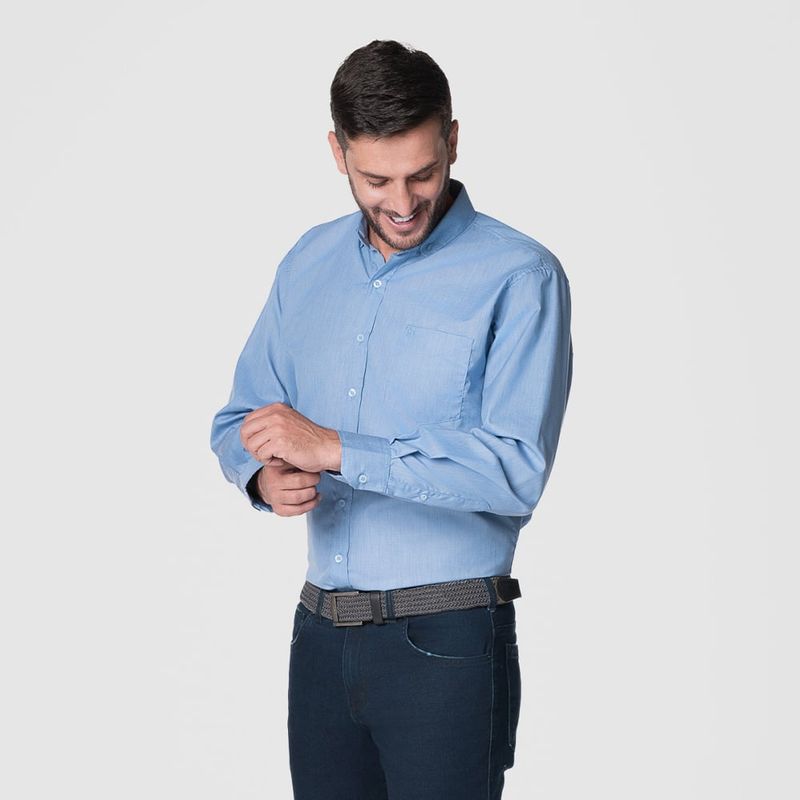 LEC LEE - Camisa para hombre Azul Hortensia