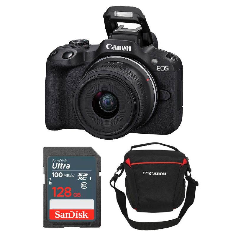 CANON - Cámara Canon Eos R50 Kit 18-45mm + Memoria + Estuche 24,2 MP - Negro