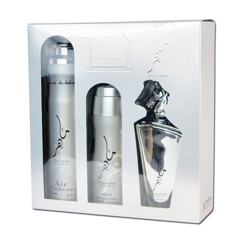 LATTAFA - Estuche Maahir Legacy - Perfume + BodySpray + Air Freshener