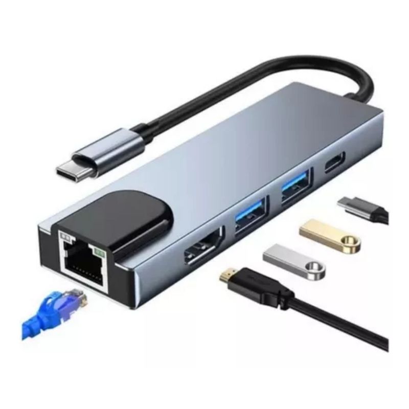 TELEPRODUCTOSBOGOTA - 5 En 1 Usb Hub Adaptador Pd 3.0 Tipo C Hdmi 4k 5gbps