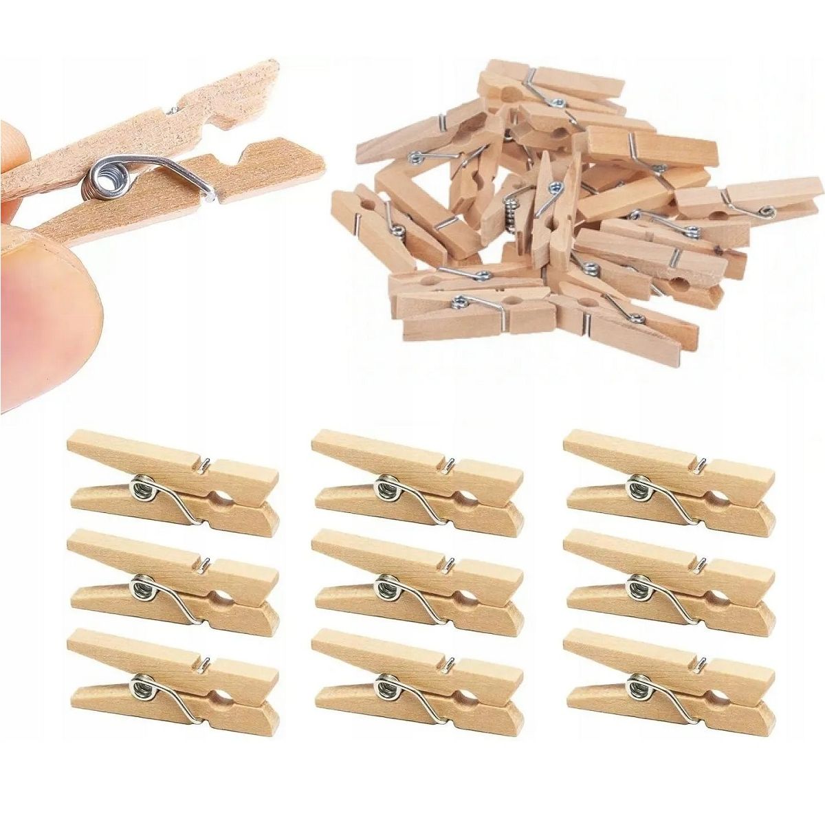 GENERICO - Ganchos De Madera Tipo Pinza Pequeño De 3,5 Cm X 10 Unds.