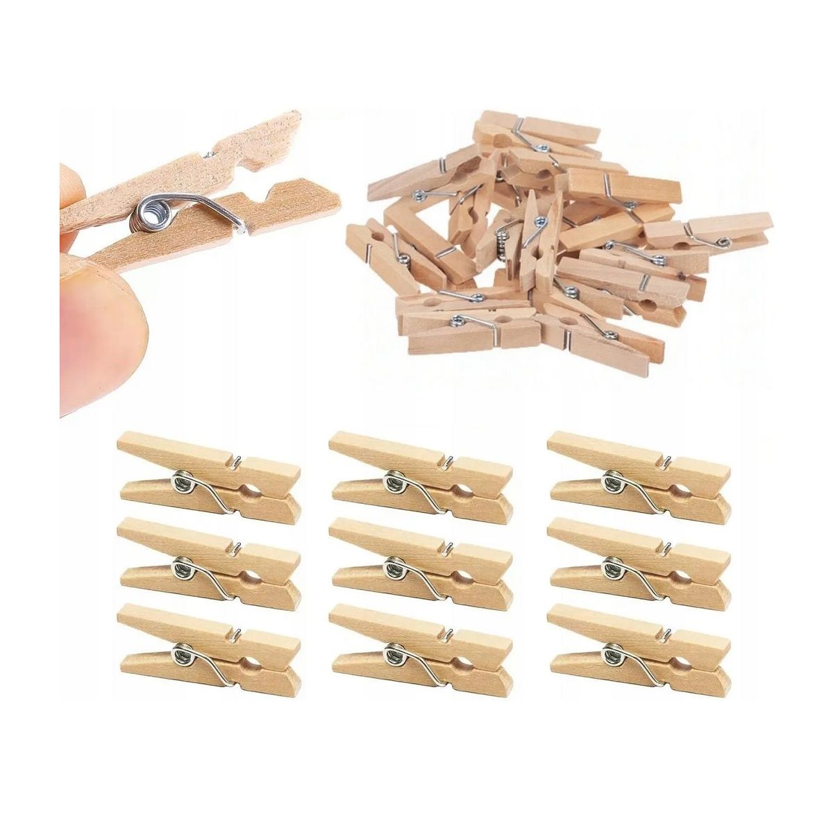 GENERICO - Ganchos De Madera Tipo Pinza Pequeño De 3,5 Cm X 10 Unds.