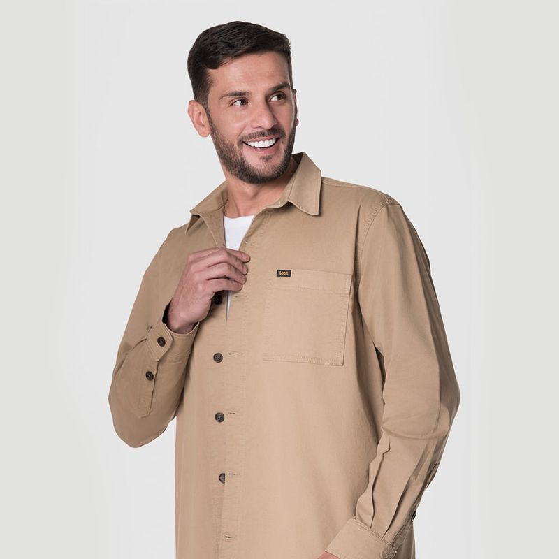 LEC LEE - Camichaqueta para hombre color Khaki