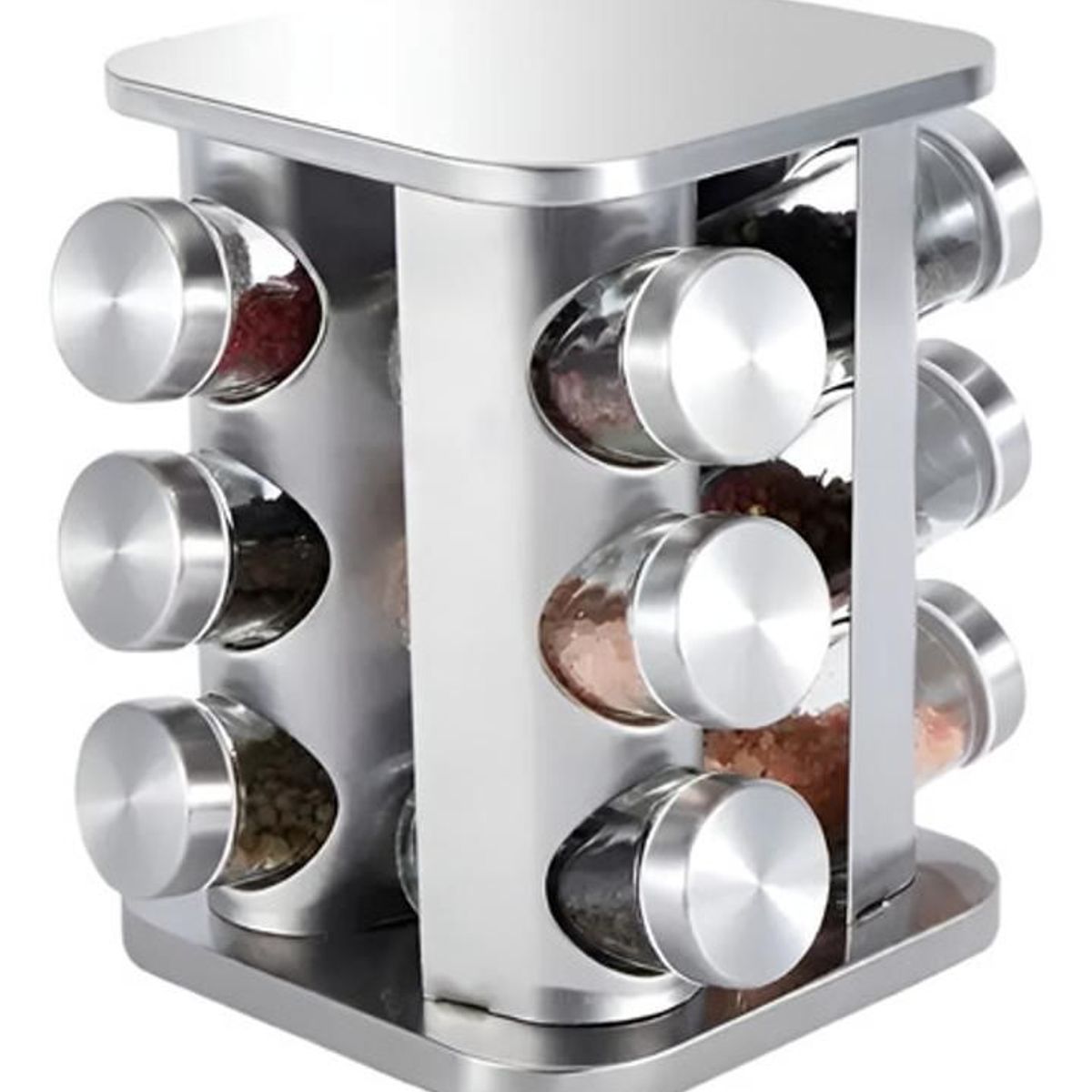 GENERICO - Especiero Cocina Giratorio 12 Condimentos Acero Inoxidable