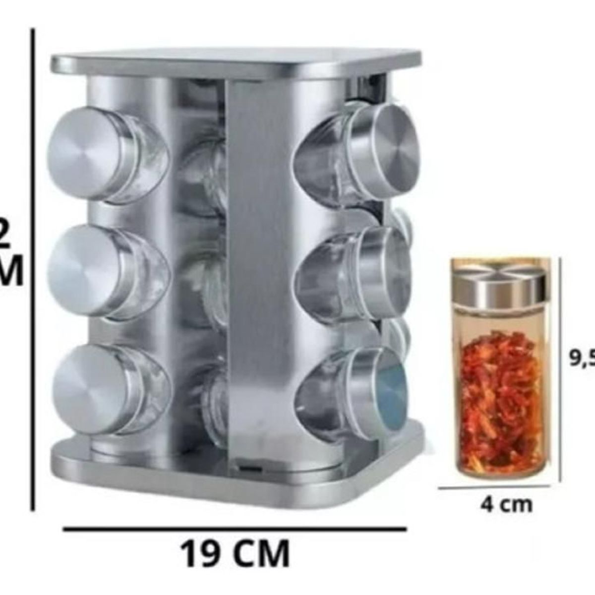 GENERICO - Especiero Cocina Giratorio 12 Condimentos Acero Inoxidable