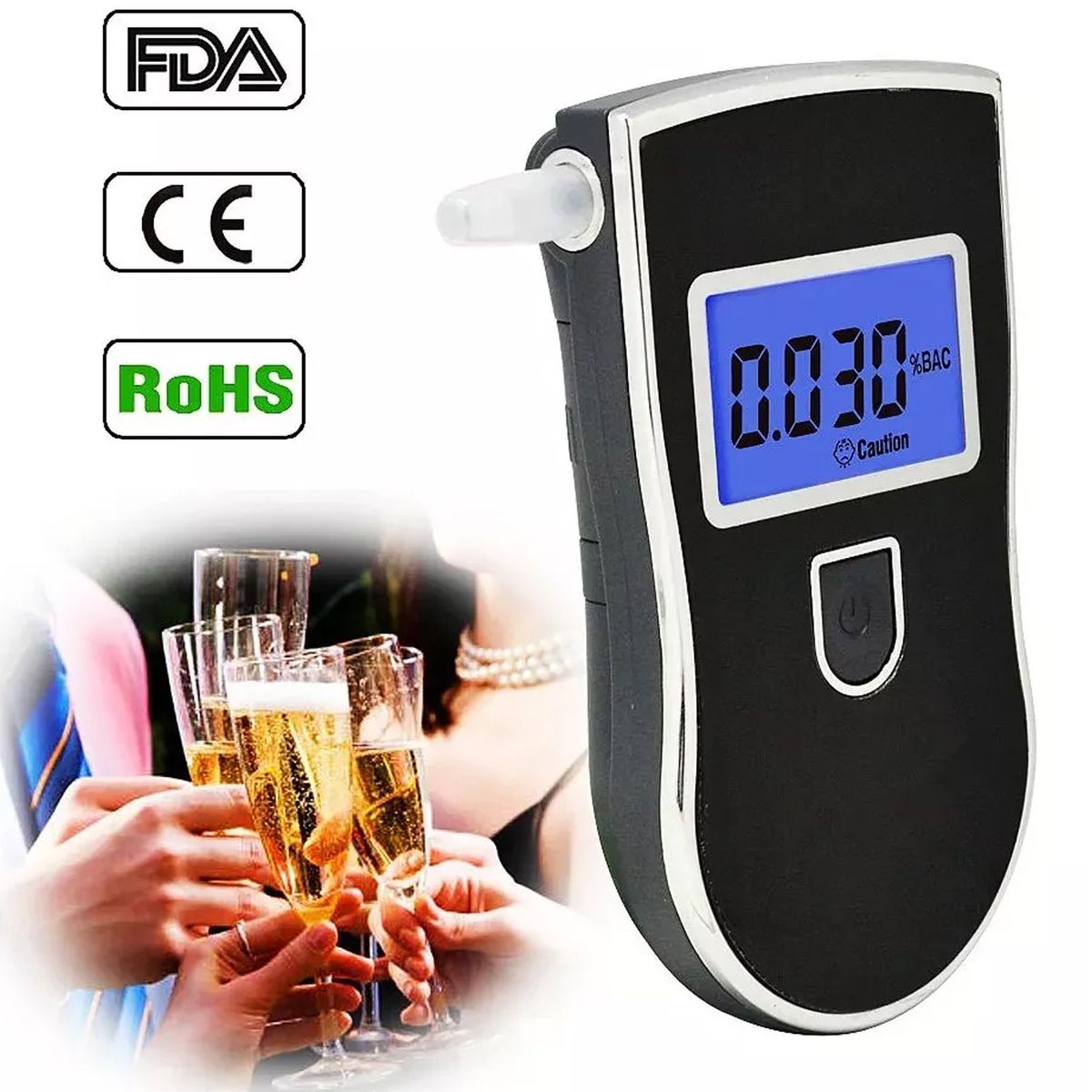 ONE PIXEL - Alcoholimetro Medidor De Alcohol En Aliento Con 5 Boquillas