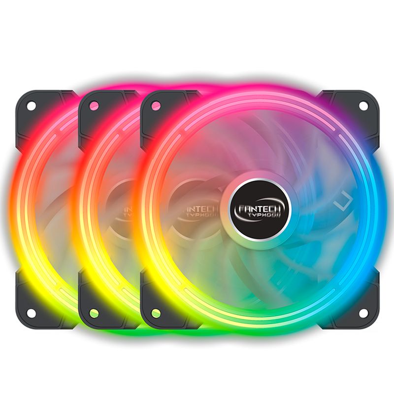 FANTECH - Kit Ventiladores Fantech TYPHOON RGB FB-302 Con HUB y control 3 und