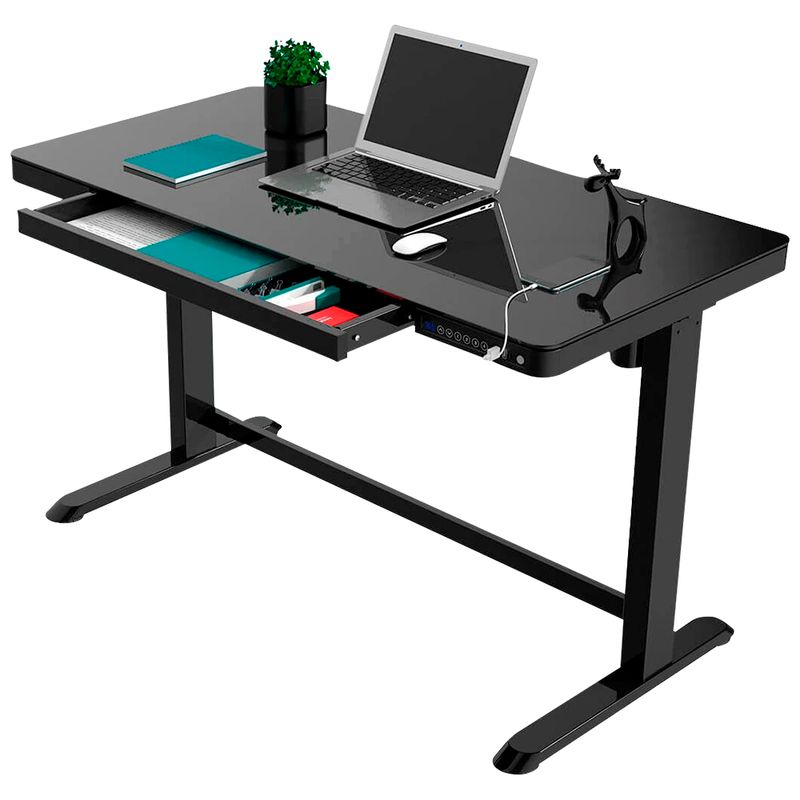 GENERICO - Escritorio Ajustable Tauret Rising Crystal Desk Negro 1 Motor