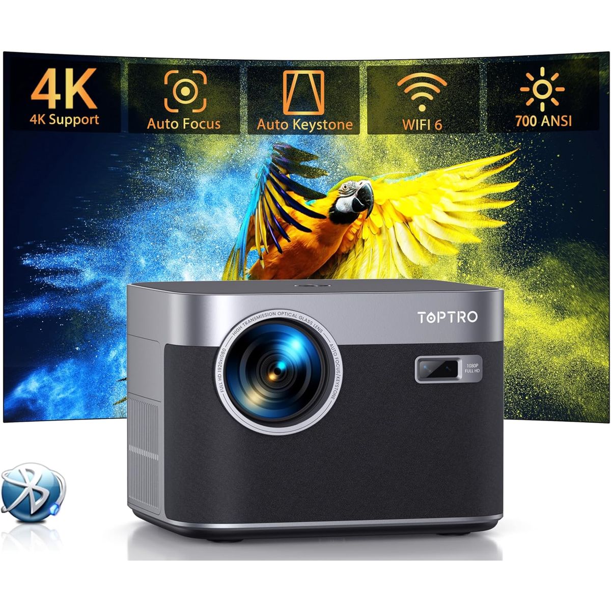 GENERICO - Proyector led 700 lm ANSI FHD Auto Enfoque WiFi BT Android +9000 apps