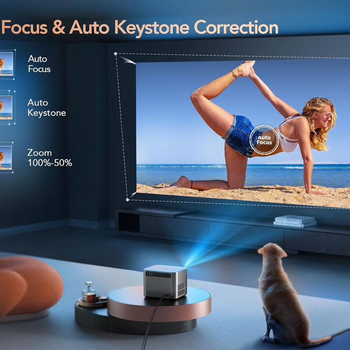 GENERICO - Proyector led 700 lm ANSI FHD Auto Enfoque WiFi BT Android +9000 apps