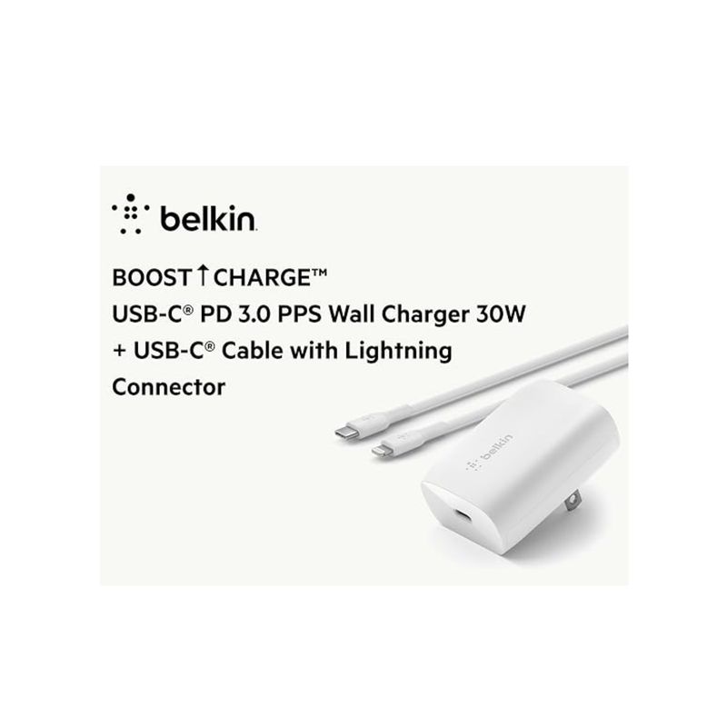 BELKIN - Cargador De Pared Belkin 30w + Cable Usb C A Usb C 1 M
