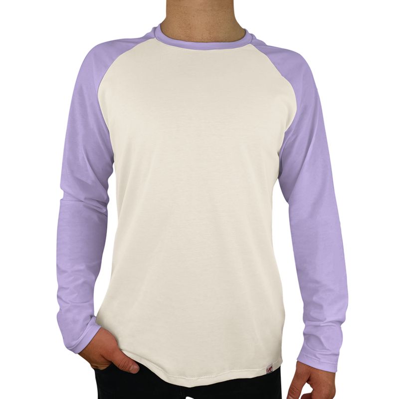 FUERA DEL MOLDE - Camiseta Hueso Lila Manga Larga Raglan Ranglan Unisex Premium
