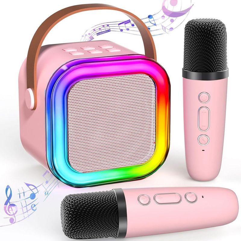ONE PIXEL - Mini Parlante Karaoke 2 Bluetooth Inalambrico Luces RGB Rosa