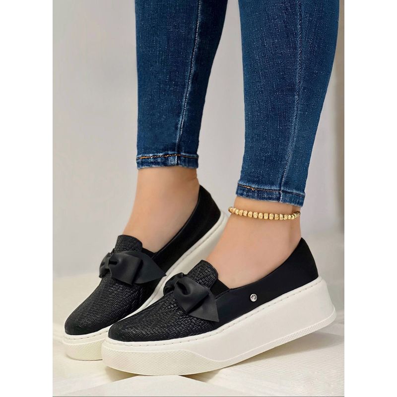 GENERICO - Tenis Mujer Corbata Plataforma Dama Cosidos-Negro