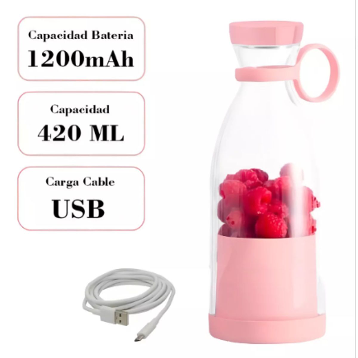 GENERICO - Botella Mini Licuadora Personal Portatil Proteina Vatidos.