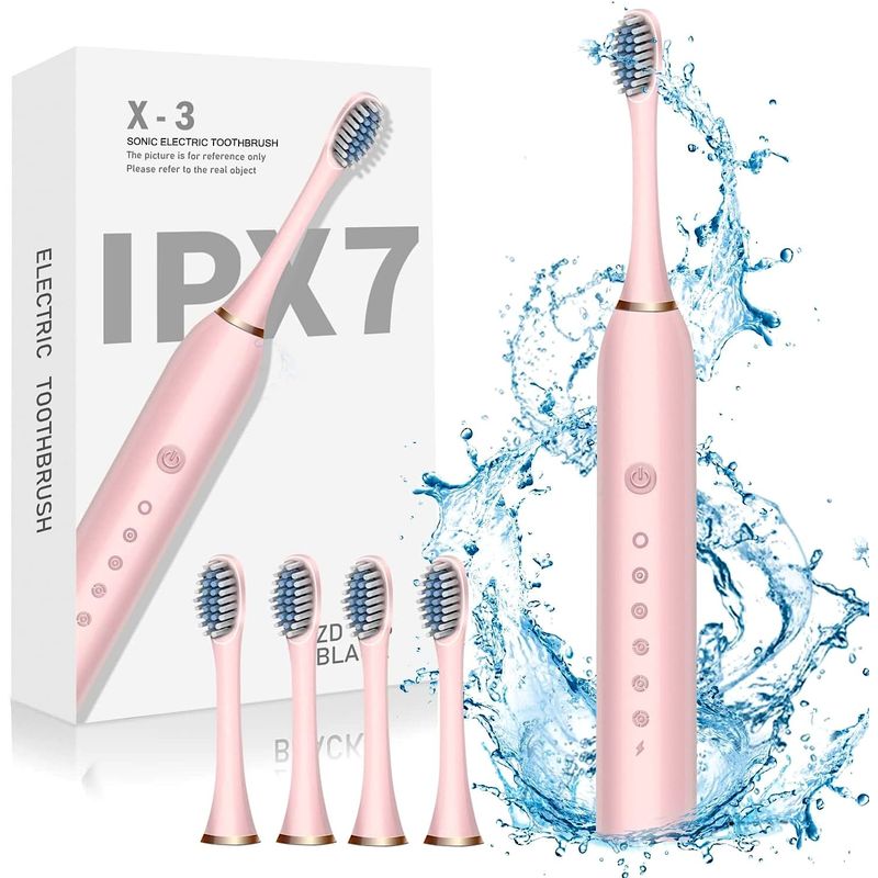 GENERICO - Cepillo de Dientes Eléctrico 6 Modos IPX7 Recargable Rosado