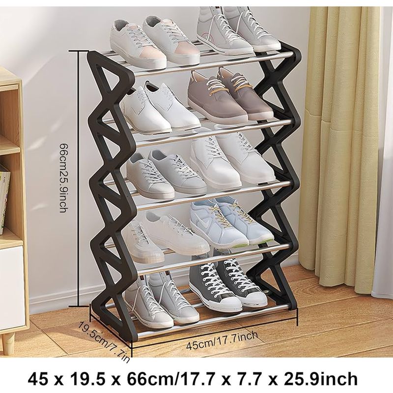 GENERICO - Zapatero Organizador 10 Pares Desarmable X-shaped Rack Color Negro