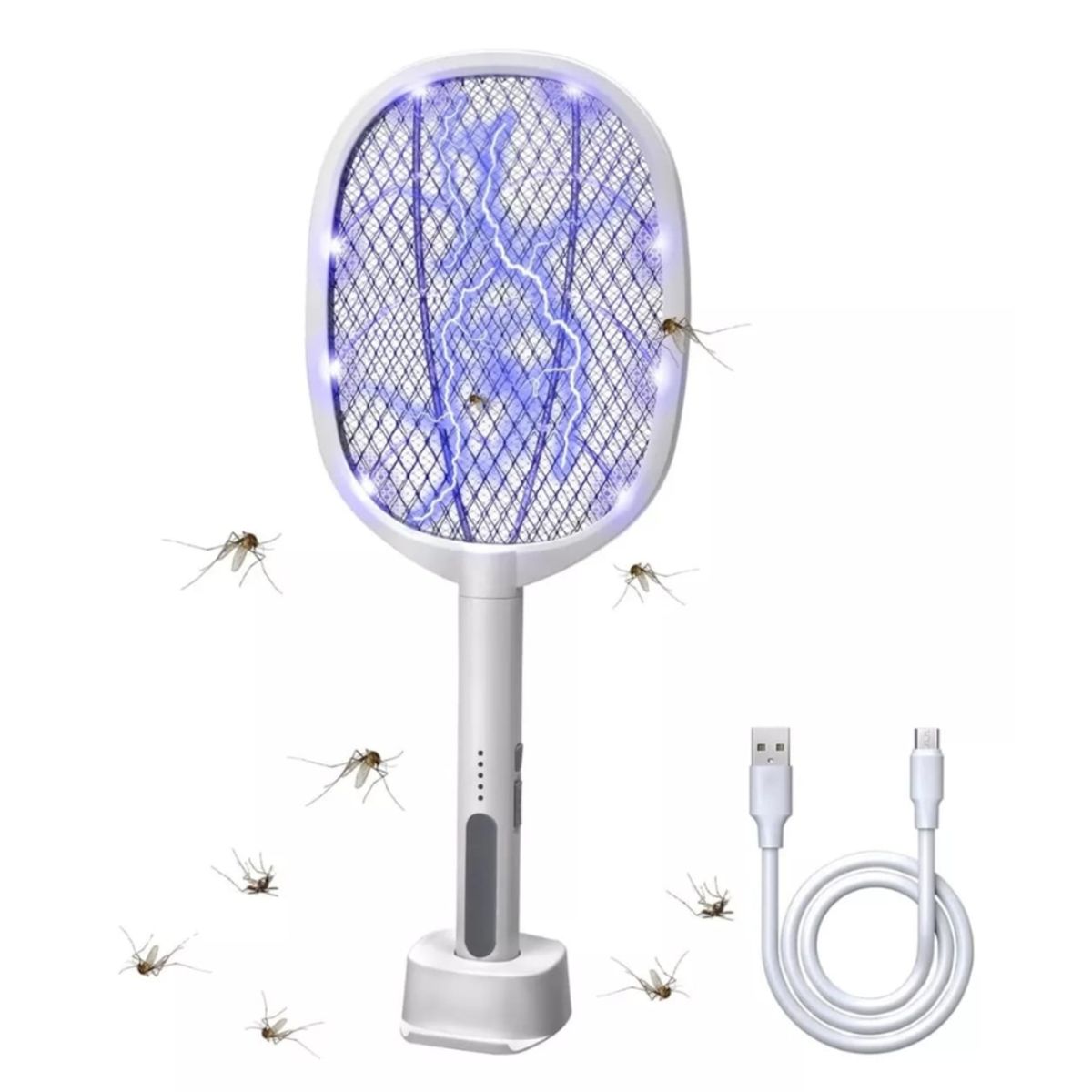 GENERICO - Raqueta Mosquitos Insectos Led Base Color Blanco 110v