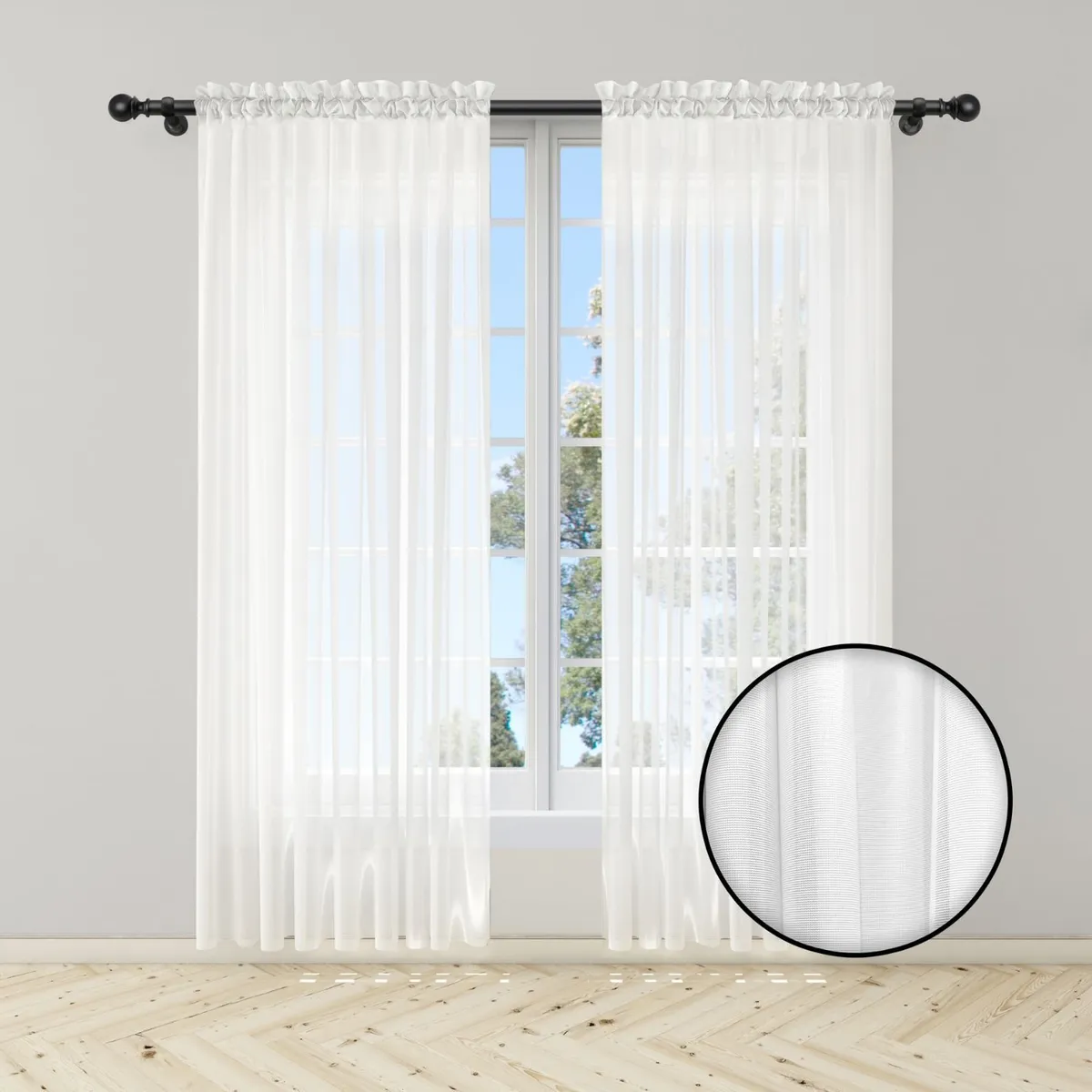 ADVANCE - Pack x2 Cortina Blanca en Velo Muselina 3 mts x 2.10 mts Dividido