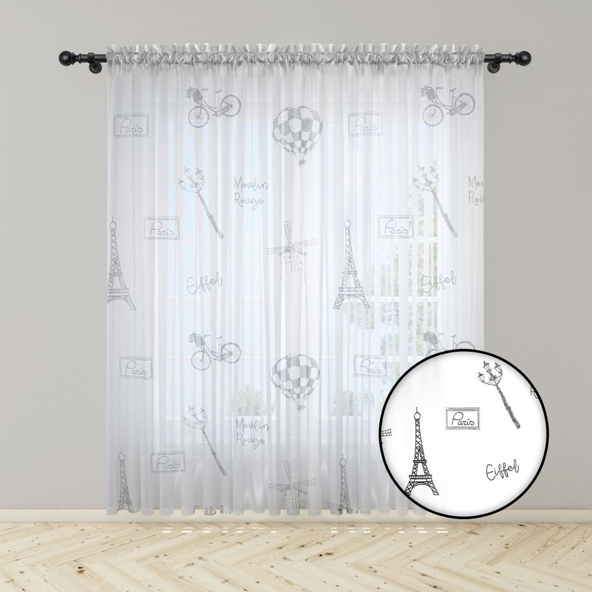 ADVANCE - Pack x2 Cortina Eiffel en Velo Muselina 3 mts x 2.10 mts Entero