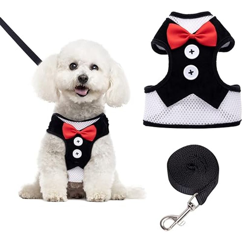 GENERICO - Arnes Pechera Chaleco Gato O Perro Corbatin Talla S NEGRO