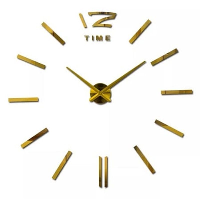 GENERICO - RELOJ DE PARED 3D GRANDE TAMAÑO 100X100CM COLOR DORADO